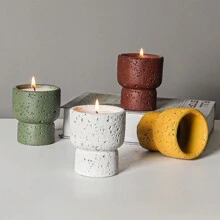 1pc Minimalist Natural Texture Cement Aromatherapy Candle Holder DIY Home Decorative Crafts Candlestick Best Gifts Birthday Graduation