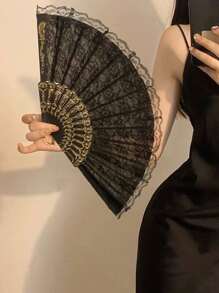 Leque de Mão Rendado Feminino, Leque de Verão, Performance de Dança, Fotografia, Acessórios Fotográficos, Leque Dobrável, Leque Dia dos Namorados