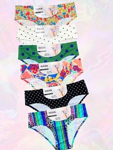 Set 4 braga invisible sin costuras, estampados florales mulyicolor bragas íntimas elásticas, cómodas y transpirables, lencería y ropa interior para mujer - Multicolor - Ver 2