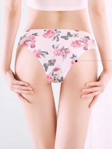 Set 4 braga invisible sin costuras, estampados florales mulyicolor bragas íntimas elásticas, cómodas y transpirables, lencería y ropa interior para mujer - Multicolor - Ver 3
