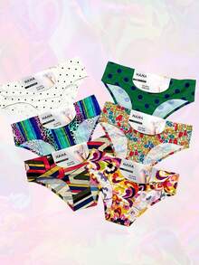 Set 4 braga invisible sin costuras, estampados florales mulyicolor bragas íntimas elásticas, cómodas y transpirables, lencería y ropa interior para mujer - Multicolor - Ver 1