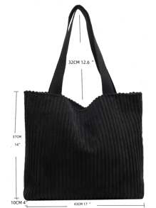 Fashionable Simple Design Large Capacity Ladies' Tote Bag, Lightweight Shoulder Bag - Black - View 3