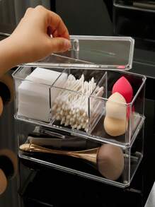 1pc Rectangular Clear Table Top Organizer Box With Lid, Plastic Acrylic Display Box For Cosmetics & Accessoriesjewelry Box,Jewellery Box,Jewelry Organiser For Women And Girls,Jewelry Holder, Ideal For Halloween Earrings,Necklace,Rings,And Wedding Accessories;Also Suitable For  Home Decor And Bridesmaid Gift