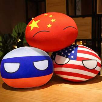 1pc Cute Poland Country Stuffed Ball Plush Doll, Cartoon National Flag Character Doll, Gift For Friends