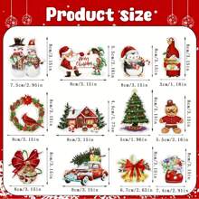 24入組復古聖誕裝飾品，木製聖誕樹裝飾品復古木製懸掛式聖誕老人雪人薑餅人，適用於冬季家庭派對農舍裝飾，感恩節，萬聖節裝飾用品 - 彩色 - 查看 4