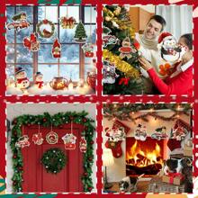 24入組復古聖誕裝飾品，木製聖誕樹裝飾品復古木製懸掛式聖誕老人雪人薑餅人，適用於冬季家庭派對農舍裝飾，感恩節，萬聖節裝飾用品 - 彩色 - 查看 6