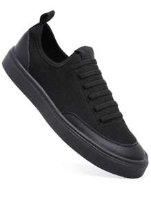 Kit Tenis Casual Sapatenis Cano Baixo Calce Facil Cadarço Elástico Confortável Leve Unissex + Relogio - Preto - Visão 5