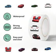 500pcs/Roll JDM Car Themed Washi Tape, For Scrapbooking, Envelope Sealing And DIY, With Polka Dots Pattern - Multicolor - View 2