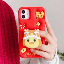 Ốp lưng điện thoại chống trầy xước, chống vân tay hoàn toàn mới + Giá đỡ có thể gập lại hình chú nai hoạt hình vui nhộn + Bộ ốp lưng điện thoại đầy đủ, tương thích với Apple - Đỏ - Xem 5