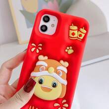 Ốp lưng điện thoại chống trầy xước, chống vân tay hoàn toàn mới + Giá đỡ có thể gập lại hình chú nai hoạt hình vui nhộn + Bộ ốp lưng điện thoại đầy đủ, tương thích với Apple - Đỏ - Xem 8