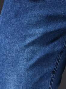 Men's Blue Slim Fit Distressed Stretch Denim Jeans - Blue - View 4