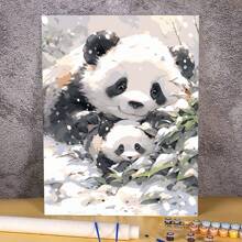 熊貓畫套裝，包括DIY數字畫和油畫，帶有富有想像力的動物設計