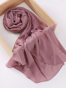 1 chiếc khăn choàng hijab bằng vải voan trơn đính đá và mắt xích dày cho nữ - Nhiều màu - Xem 16