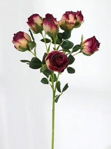 1 pieza Ramo de rosas rosa quemado, estilo retro con 7 cabezas con bordes quemados, flor de rosa artificial de tallo único, decoración del hogar, centro de mesa, boda, sala de estar, decoración de fiesta, regalo, decoración de habitación, 50 cm