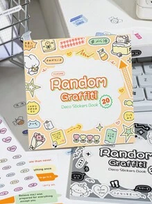 20 Stücke/Heft Aufkleber Scrapbooking Zubehör, Graffiti-Stil kleine Aufkleber, dekoratives Notizbuch Foto-Rahmen Handyhülle Hintergrundpapier Papiermüll Magazin DIY-Verpackungspapier