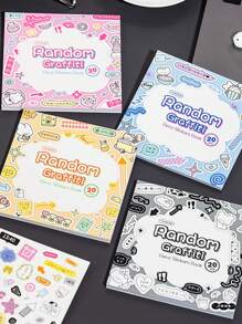 20 Stücke/Heft Aufkleber Scrapbooking Zubehör, Graffiti-Stil kleine Aufkleber, dekoratives Notizbuch Foto-Rahmen Handyhülle Hintergrundpapier Papiermüll Magazin DIY-Verpackungspapier