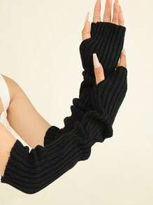 1 paire de manchettes épaisses pour femmes, gants sans doigts à design long pour l'automne et l'hiver, manches tricotées chaudes pour la protection contre le froid