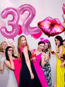 11pcs/Set Number Balloons For Wedding, Lip & Cosmetics Shaped Party Decoration,Christmas - Multicolor - View 11