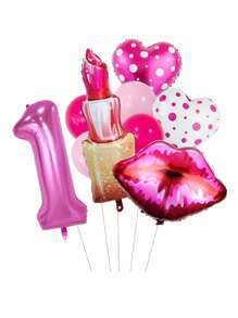 11pcs/Set Number Balloons For Wedding, Lip & Cosmetics Shaped Party Decoration,Christmas - Multicolor - View 6