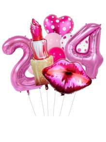 11pcs/Set Number Balloons For Wedding, Lip & Cosmetics Shaped Party Decoration,Christmas - Multicolor - View 2