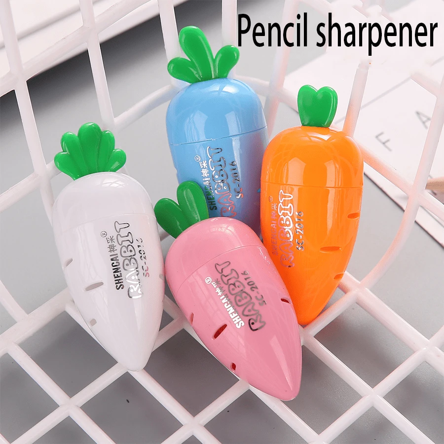 1pc Random Color Cartoon Mini Carrot Shaped Pencil Sharpener Portable Cute Primary School Student Stationery - Multicolor - View 1