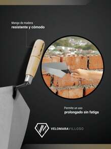 Cuchara Para Albañil Filadelfia 9 Pulgadas Mango Madera Herramienta De Construcción - Gris - Ver 5