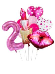 11pcs/Set Number Balloons For Wedding, Lip & Cosmetics Shaped Party Decoration,Christmas - Multicolor - View 13