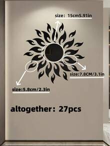 1 pieza Calcomanía de espejo de girasol de acrílico para decoración de pared en la sala de estar, dormitorio - Multicolor - Ver 8