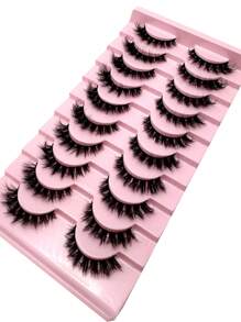 全新 10 对 6d 蓬松睫毛化妆睫毛柔软蓬松睫毛假睫毛手工制作可重复使用短自然睫毛戏剧性人造 3D 水貂睫毛延长化妆 3D Cilioss 假睫毛条睫毛、睫毛、睫毛、假睫毛 - 黑色 - 查看 4