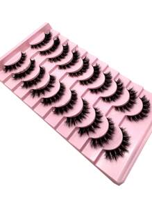 全新 10 对 6d 蓬松睫毛化妆睫毛柔软蓬松睫毛假睫毛手工制作可重复使用短自然睫毛戏剧性人造 3D 水貂睫毛延长化妆 3D Cilioss 假睫毛条睫毛、睫毛、睫毛、假睫毛 - 黑色 - 查看 5