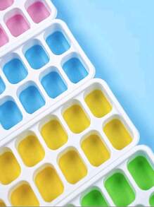 1 pieza Bandeja de cubitos de hielo suave de silicona con tapa, caja fabricadora de hielo para uso en el hogar - Azul - Ver 10