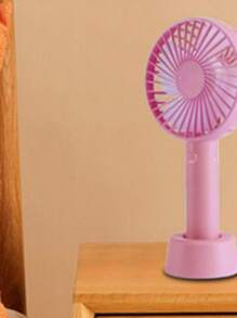 3 Pcs Mini Ventilador Pilha 3 Velocidades Recarregável Usb Led Portátil - Rosa chiclete - Visão 4