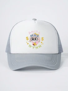 1 件印花“ANITA MAX WYNN”拼色网眼帽，户外休闲帽，适合旅行海滩度假，男女通用时尚 Y2K 风格太阳帽 - 印刷 - 查看 10