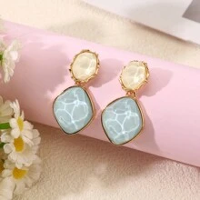 1pair Geometric Resin Water Ripple Design Everyday Earrings - Geometric - View 7