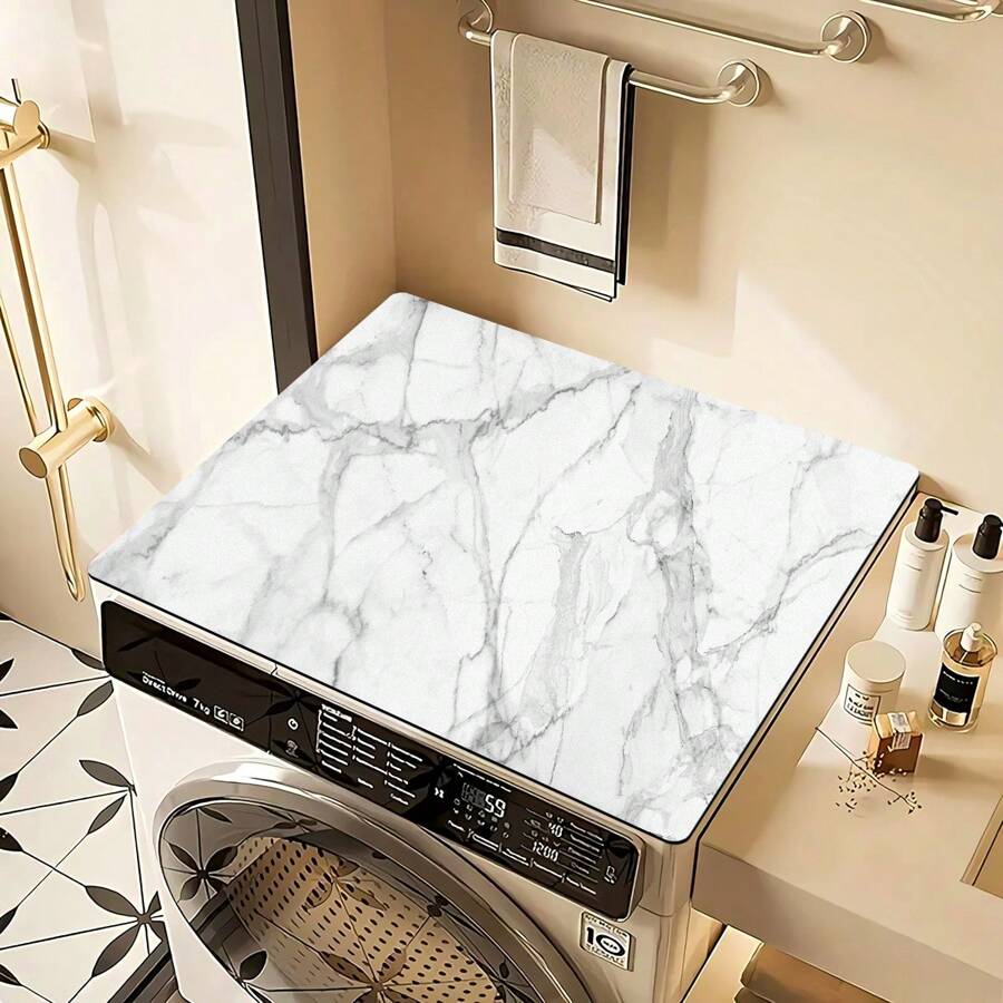 1 Tấm Che Bụi Tảo Cát Mềm Chống Trượt Phòng Giặt Có In Hình Đá Cẩm Thạch, Miếng Lót Máy Giặt Thấm Nước Và Nhanh Khô, Cho Phòng Tắm, Nhà Bếp Và Nhà Vệ Sinh Mặt Bàn Trang Trí