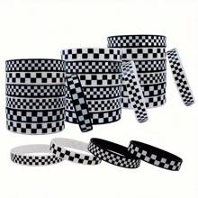 4/8/20pcs Black & White Plaid Silicone Bracelets - Perfect For Sports, Racing And Parties - Great Gift For Girlfriend/Boyfriend - Multicolor - View 2