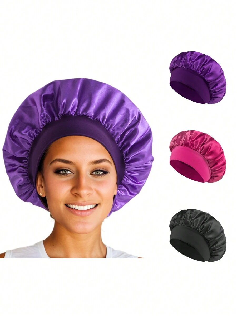 3pcs Set Satin Wide Stripe Elastic Hairband/Headband For Women, Hair Care - Jellyfish Type - View 1