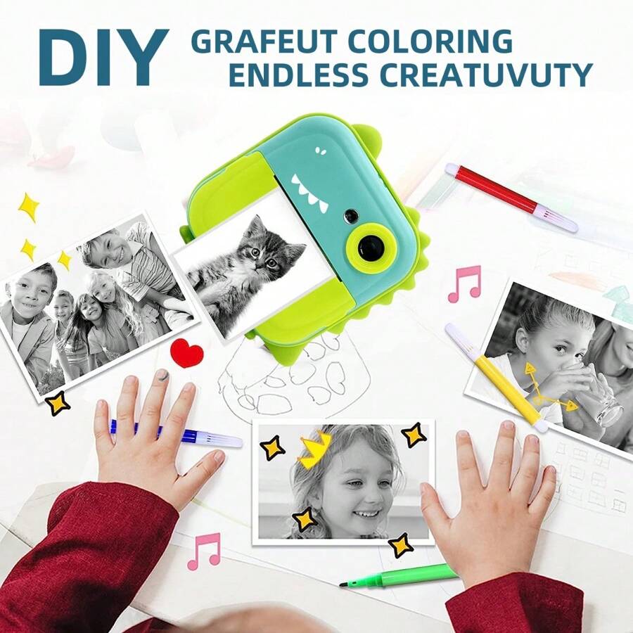 Instant Print Camera Inkless Sticker Printer For Gifts 20MP HD Digital