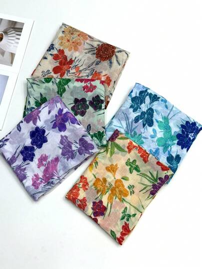 New Breathable Tassel Shawl, Elegant Printed Scarf For Women, Fashionable Colorful Silk Scarf, Versatile For Spring/Summer Outdoor Sun Protection, Beach Wrap, Headscarf