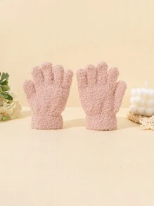 1 Pair Unisex Kids Candy Color Thickened Knitted Half-Fleece Five-Finger Gloves, Autumn/Winter - 1Pair - View 12