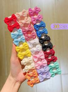bilicaca 30pcs/Pack Candy Color Bowknot Fully Covered Hair Clips, Random Colors, Kids Hair Accessories - Multicolor - View 2