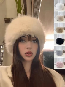 1pc Solid Color Women's Bucket Hat, Warm And Versatile, Suitable For Daily Use Winter Fall - Bucket Hat - View 8