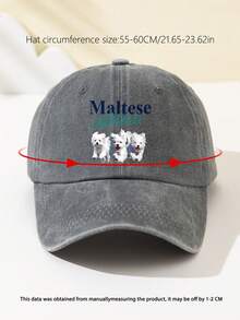 1入女士時尚柔軟帽邊棒球帽，印有馬爾濟斯狗圖案，可調節頭圍，防曬，透氣，適合戶外活動，露營，旅遊和假期，是理想的假日禮物 - A - 查看 4