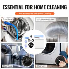 30 FEET Dryer Vent Cleaner Kit, 22 Pieces Duct Cleaning Brush, Reinforced Nylon Dryer Vent Brush With Complete Accessories, Dryer Cleaning Kit With Flexible Lint Trap Brush, Clamp Connectors - 黑色 - 查看 6