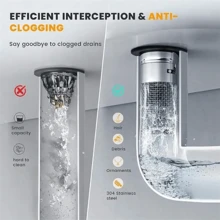 1 pieza Filtro de desagüe del fregadero de baño de acero inoxidable, tapón con núcleo emergente antiolor y filtro, accesorios de baño esenciales para el hogar, adecuado para poros de 2,5-4cm/1,0-1,6 pulgadas - Multicolor - Ver 4