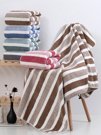 1 pieza Toalla de baño grande de 88*180cm rectangular, de múltiples colores, con diseño minimalista a rayas o estampado, de fibra de poliéster; o Toalla de baño pequeña de 70*140cm; o Toalla de mano/cara pequeña de 34*75cm, unisex para adultos, para el hogar, absorbente, de secado rápido, suave, adecuada para baño, hotel, gimnasio, viaje, fiesta, regalo, salón de belleza, piscina, exterior, playa, escuela, vuelta al cole, viaje, artículos esenciales de viaje, artículos esenciales para el hogar