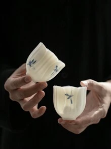 1pc Hand-Painted Butterfly Ceramic Tea Cup, Suitable For Occasions Such As Tea Party, Afternoon Tea, Home, Garden, Restaurant, Etc.