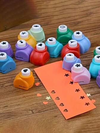 6pcs Mini Embossing Punch Set, Mixed Color, Creative Portable Paper Cutting & Embossing Tools For DIY Scrapbooking, Greeting Cards, And Journal Decoration Back To School,Back To School,School Supplies