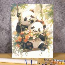 熊貓畫套裝，包括DIY數字畫和油畫，帶有富有想像力的動物設計