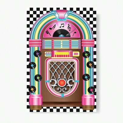 Lona decorativa Rockola Rock and Roll Music BackGround 120x80